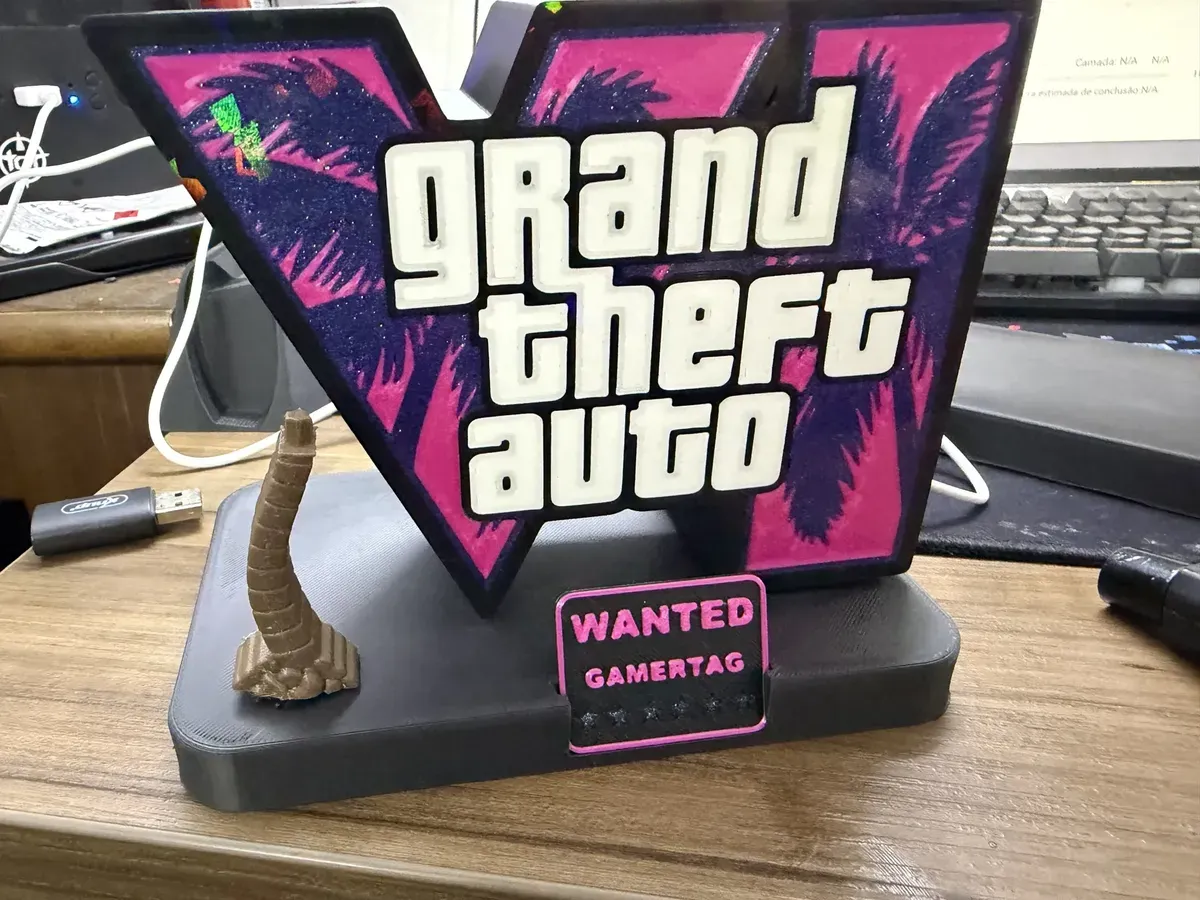 Luminária Gta V Logo Grand Theft Auto Led Gamer - R$ 89
