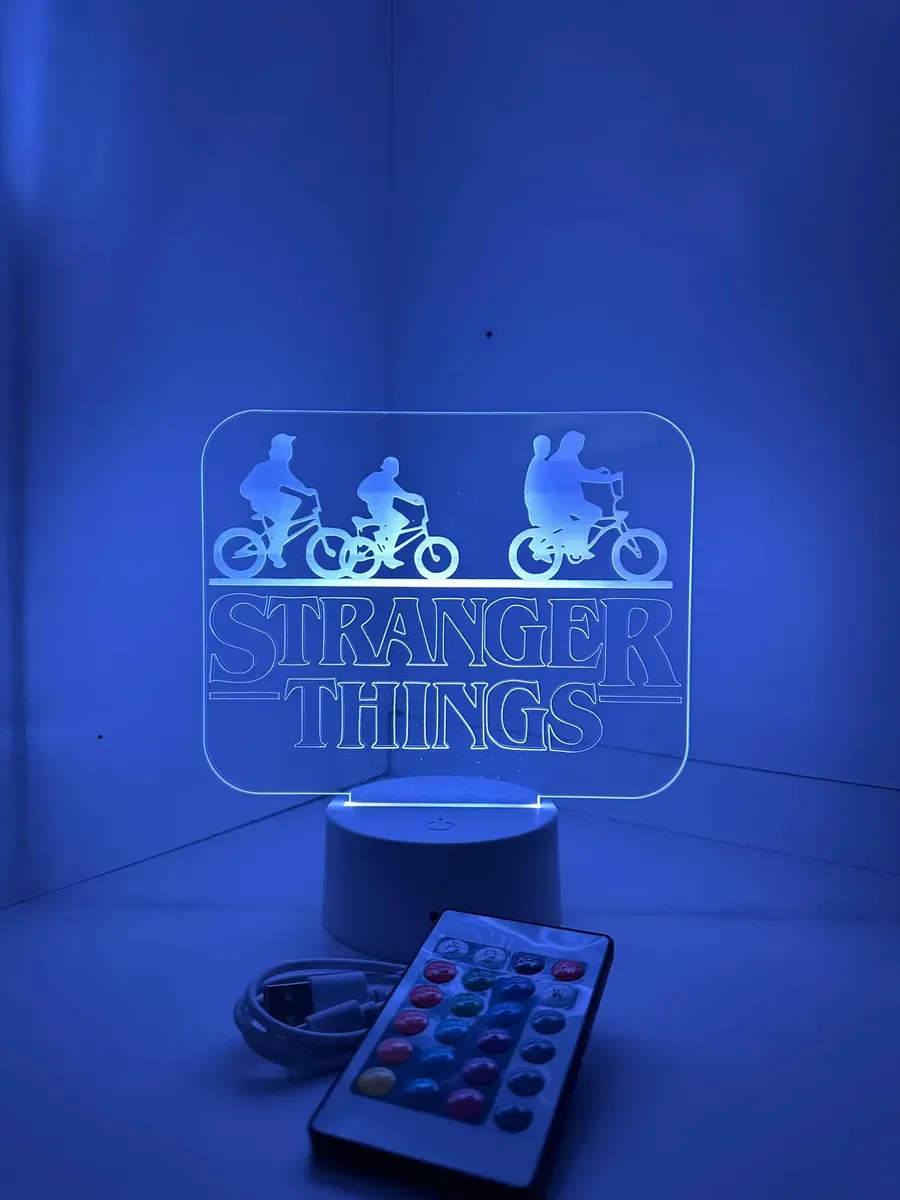 Luminaria Led Acrilico 3d Stranger Things Presente Geek Usb - R$ 62,6