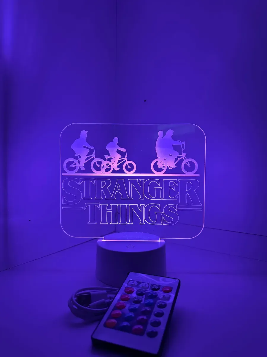 Luminaria Led Acrilico 3d Stranger Things Presente Geek Usb - R$ 62,6