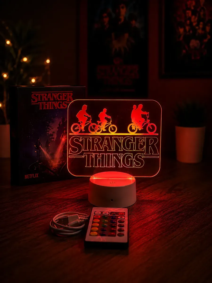 Luminaria Led Acrilico 3d Stranger Things Presente Geek Usb - R$ 62,6