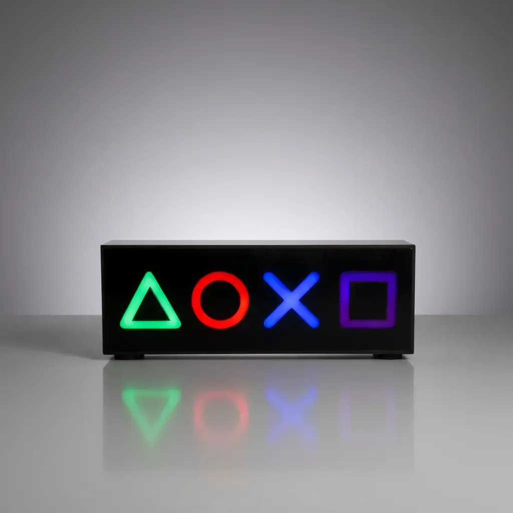 Luminária Play Abajur De Mesa Led Gamer Geek Mdf Psn - R$ 46,99