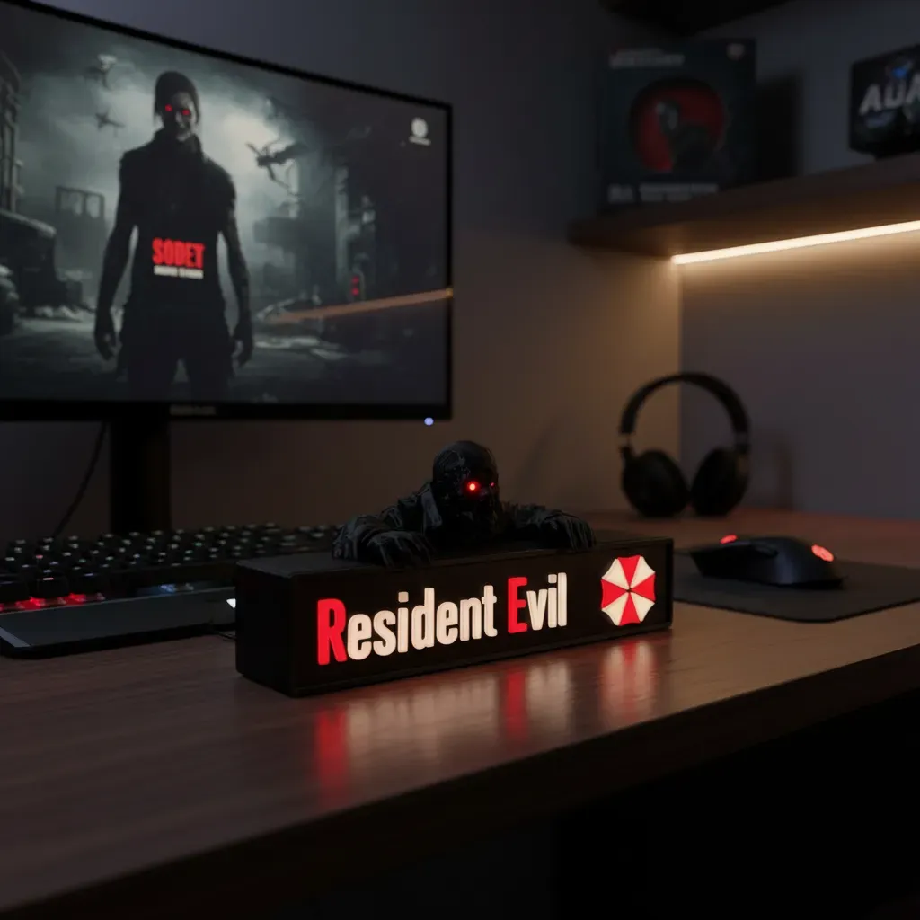 Luminária Resident Evil Zumbi Led Gamer Decorativa - R$ 84,55