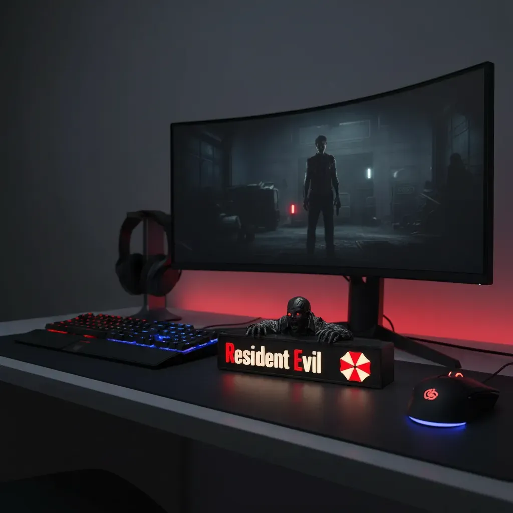 Luminária Resident Evil Zumbi Led Gamer Decorativa - R$ 84,55
