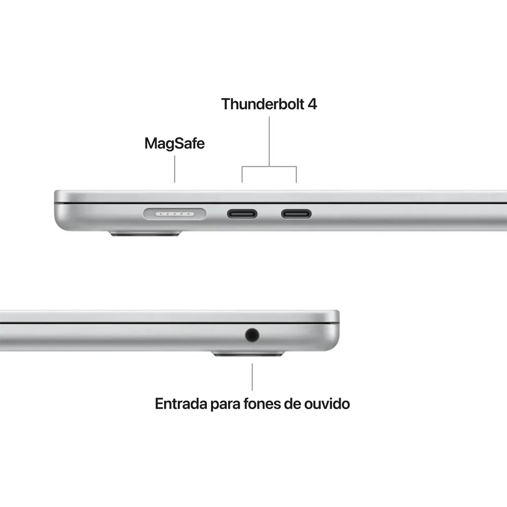 MacBook Air de 15 polegadas: Chip M5, CPU de 10 núcleos, GPU de 10 núcleos, Neural Engine de 16 núcleos, 512GB - Prateado - Distribuidor Autorizado - R$ 18.299