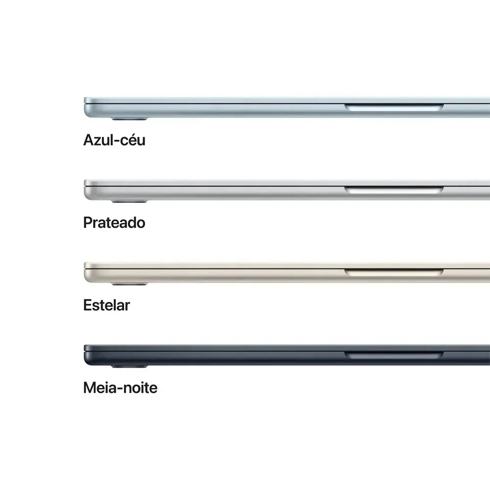 MacBook Air de 15 polegadas: Chip M5, CPU de 10 núcleos, GPU de 10 núcleos, Neural Engine de 16 núcleos, 512GB - Prateado - Distribuidor Autorizado - R$ 18.299