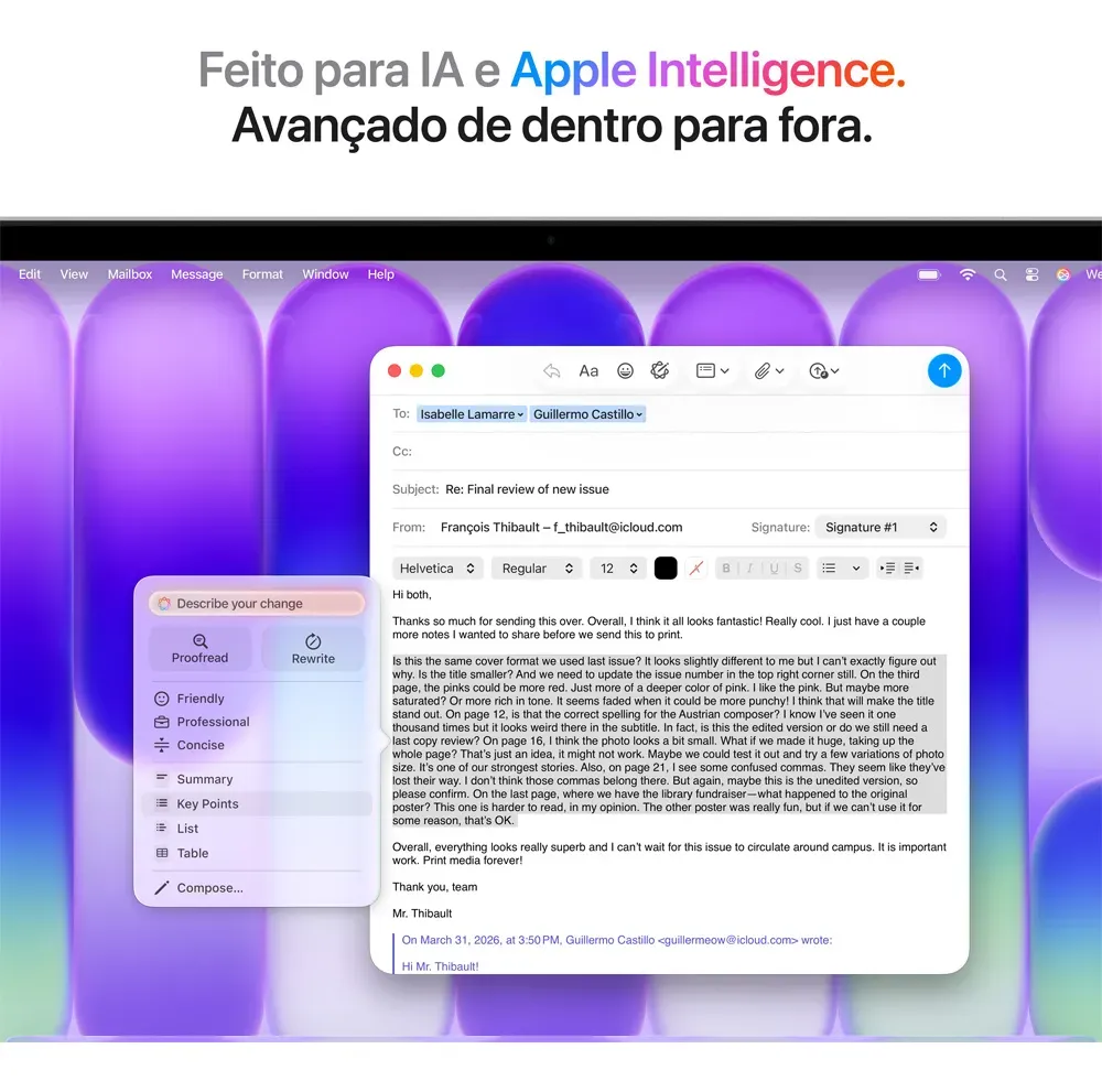 MacBook Neo de 13 polegadas: Chip A18 Pro, CPU de 6 núcleos, GPU de 5 núcleos, 512GB, Touch ID - Prateado