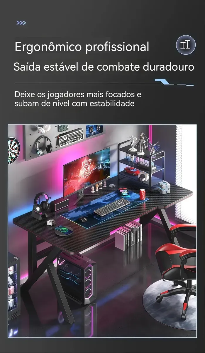 Mesa Gamer Para Pc E Jogos Preta Ou Branca 100cm Para Estudo - R$ 355,9