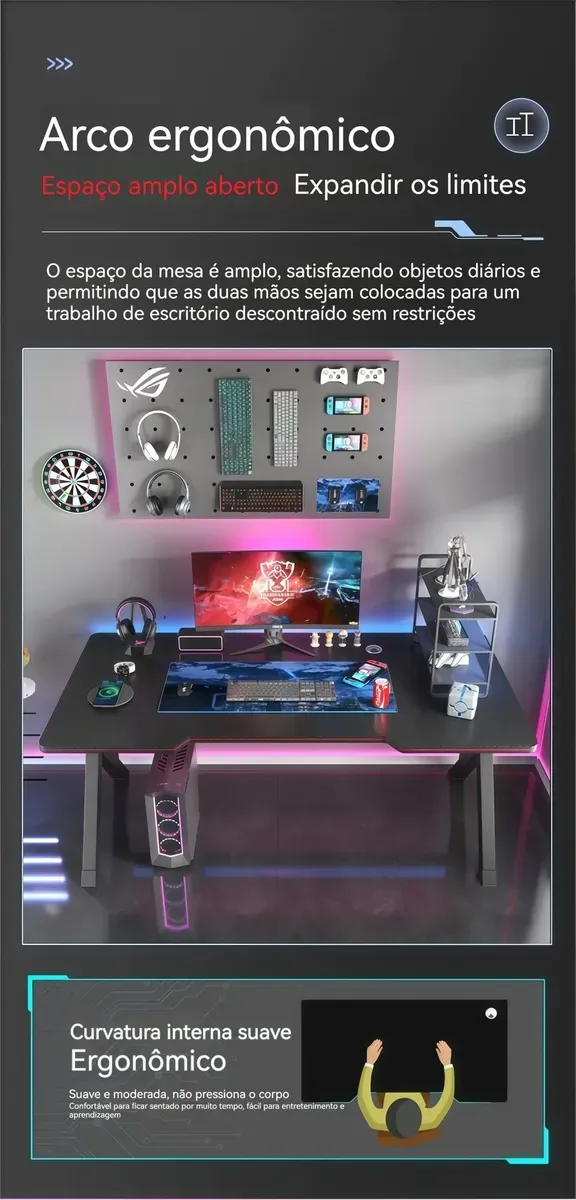 Mesa Gamer Para Pc E Jogos Preta Ou Branca 100cm Para Estudo - R$ 355,9