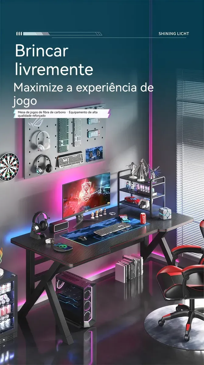 Mesa Gamer Para Pc E Jogos Preta Ou Branca 100cm Para Estudo - R$ 355,9