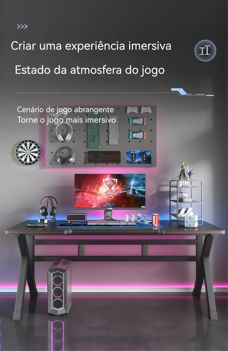 Mesa Gamer Para Pc E Jogos Preta Ou Branca 100cm Para Estudo - R$ 355,9