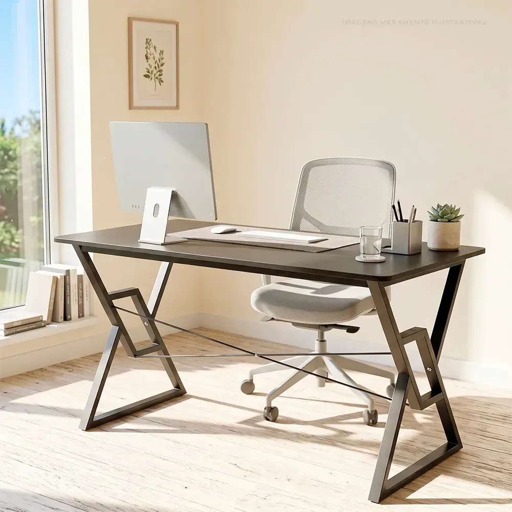 Mesa Para Escritorio Zinnia Aurea L140, 140cm, Preto - R$ 398,64