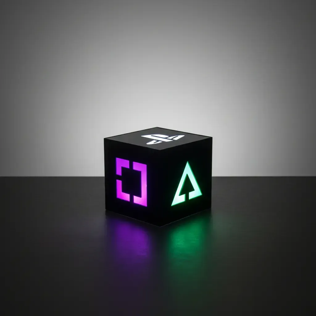 Mini Abajur Playstation V2 Cubo Luminária Acrílico Led Gamer - R$ 44,5