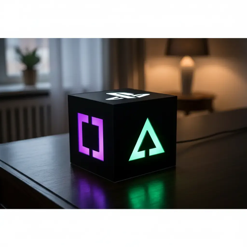 Mini Abajur Playstation V2 Cubo Luminária Acrílico Led Gamer - R$ 44,5