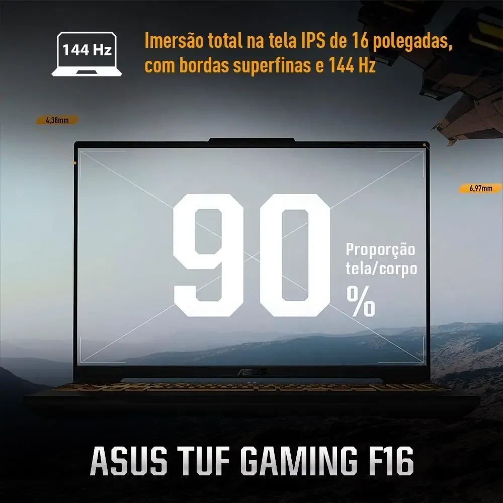 Notebook ASUS TUF Gaming F16 Core 5 NVIDIA RTX 4050 16GB Ram 512GB SSD Home Tela 16" FHD+ Mecha Gray - FX607VU-RL053W - R$ 7.449