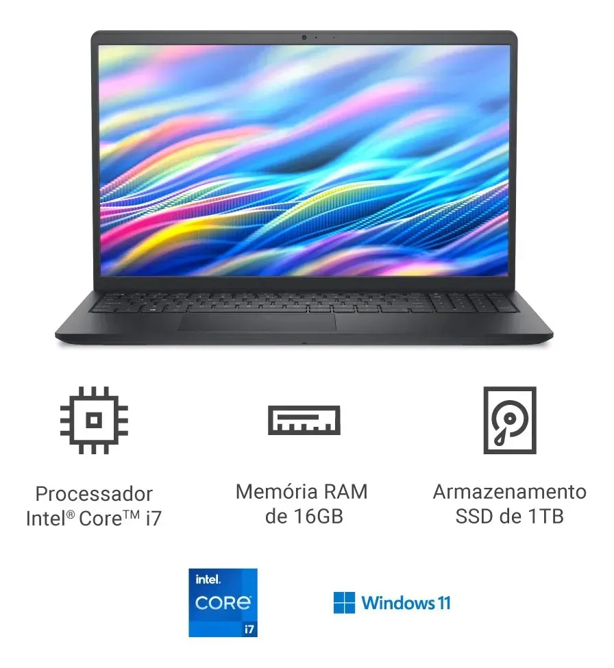 Notebook Dell Dc15-i71355u-a100 15.6 Fhd I7 16gb 1tb Win 11 Preto - R$ 5.252,08