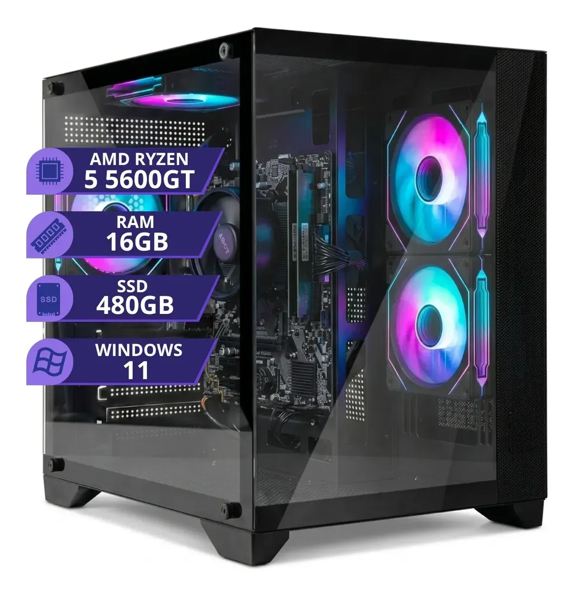 Pc Computador Cpu Gamer Amd Ryzen 5 5600gt 16gb Ssd 480gb