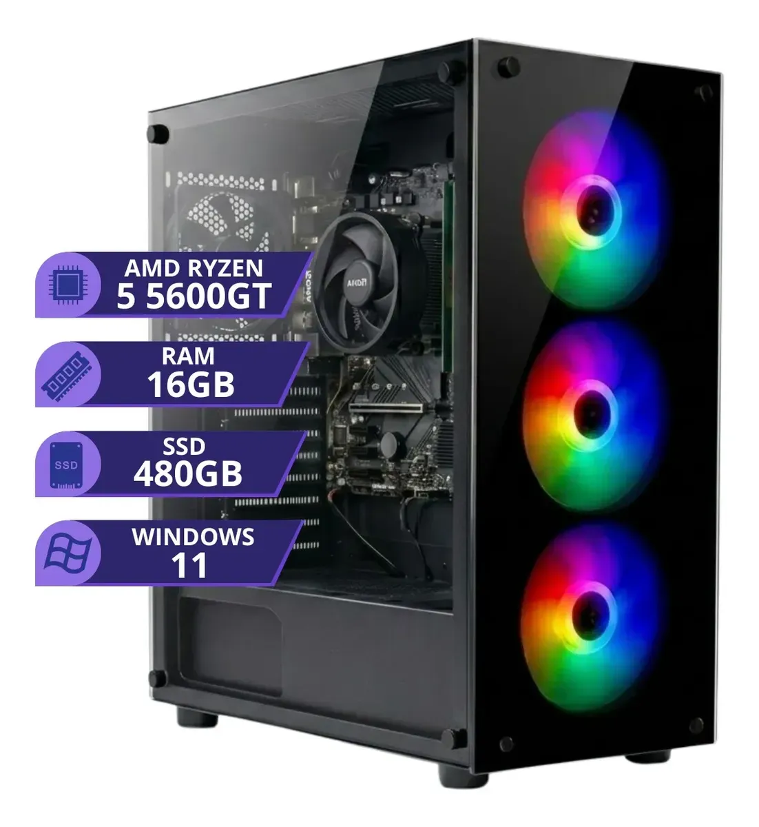 Pc Computador Cpu Gamer Amd Ryzen 5 5600gt 16gb Ssd 480gb - R$ 3.137,4