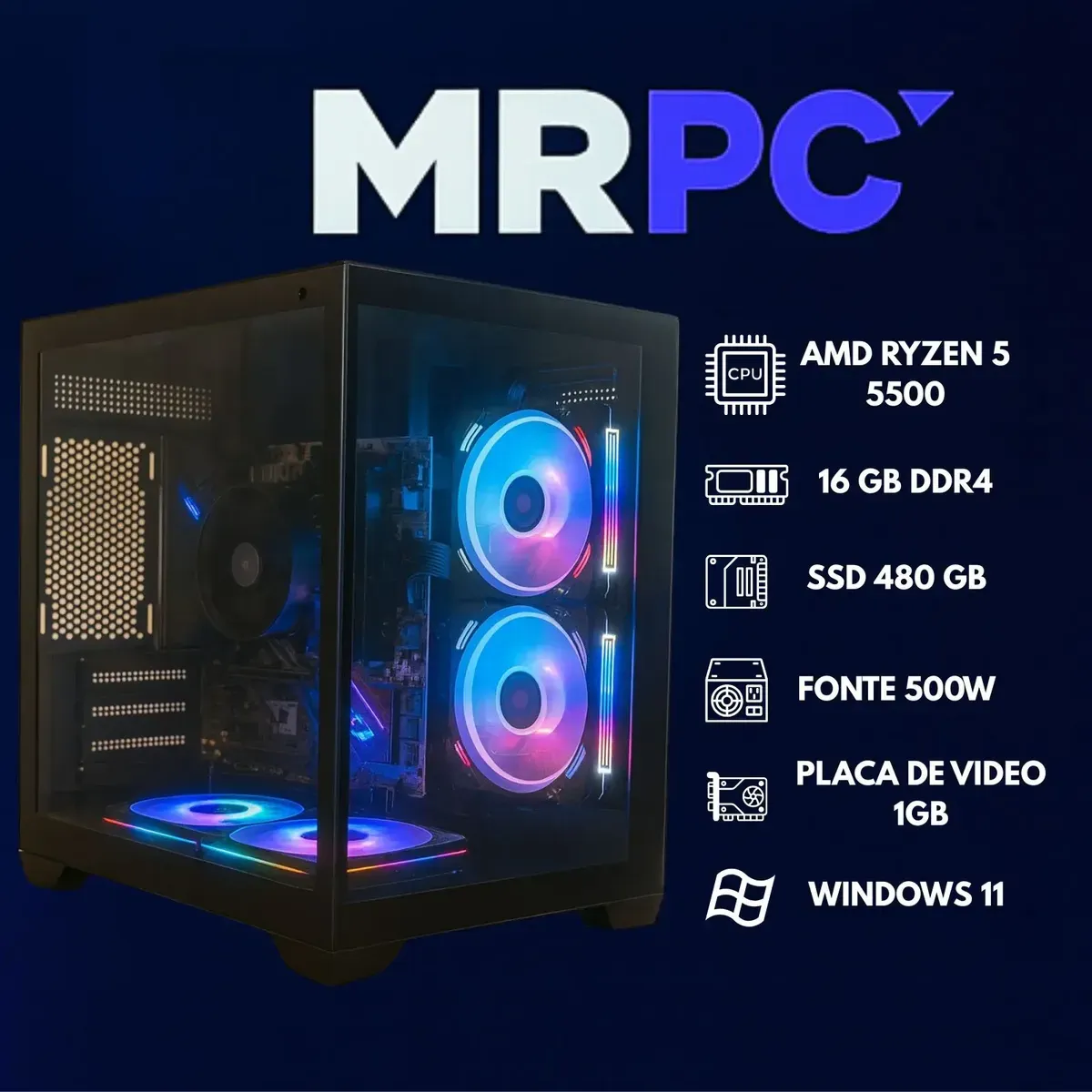 Pc Computador Cpu Gamer Amd Ryzen 5 Memoria 16gb Ssd 480gb - R$ 3.380