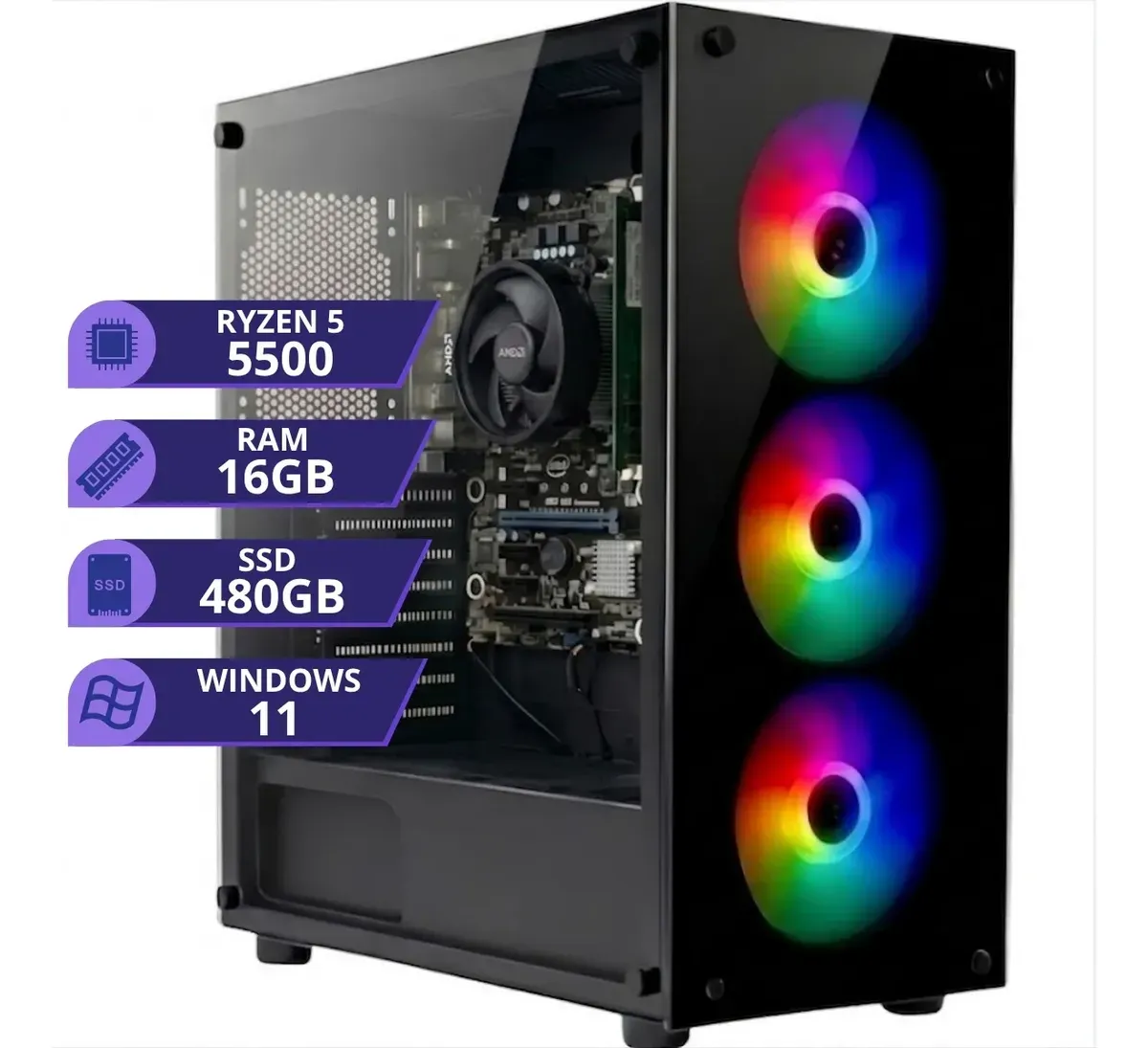 Pc Computador Cpu Gamer Amd Ryzen 5 Memoria 16gb Ssd 480gb - R$ 3.344,75