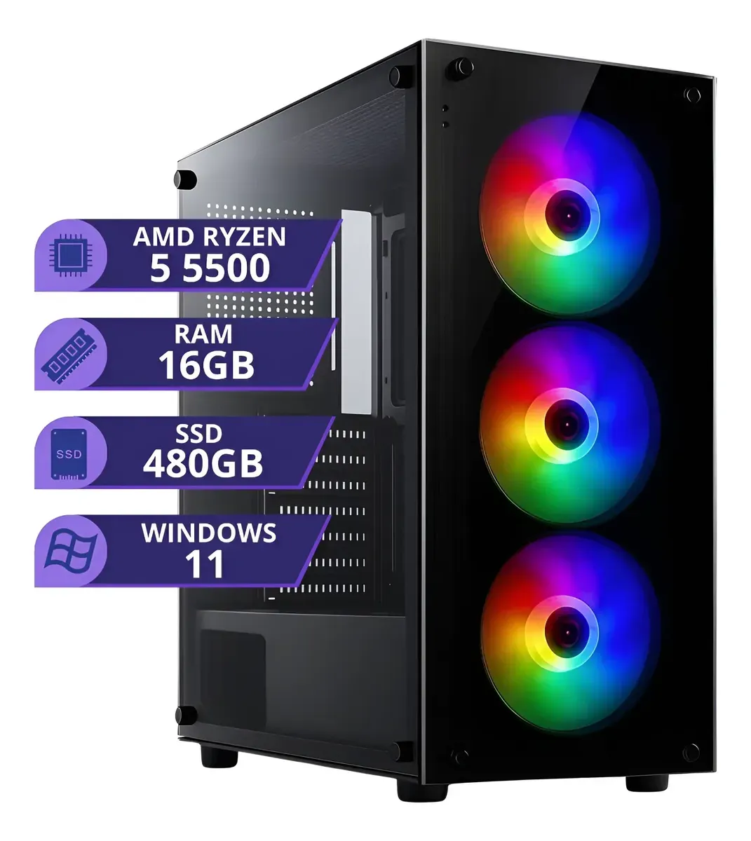 Pc Computador Cpu Gamer Amd Ryzen 5 Memoria 16gb Ssd 480gb - R$ 3.344,75