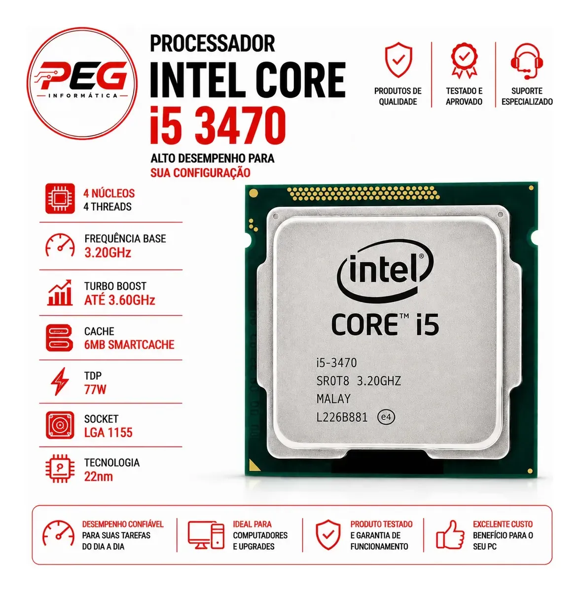Pc Computador Cpu Intel Core I5 3470 + 16gb Ram + Nvme 120gb - R$ 749,19