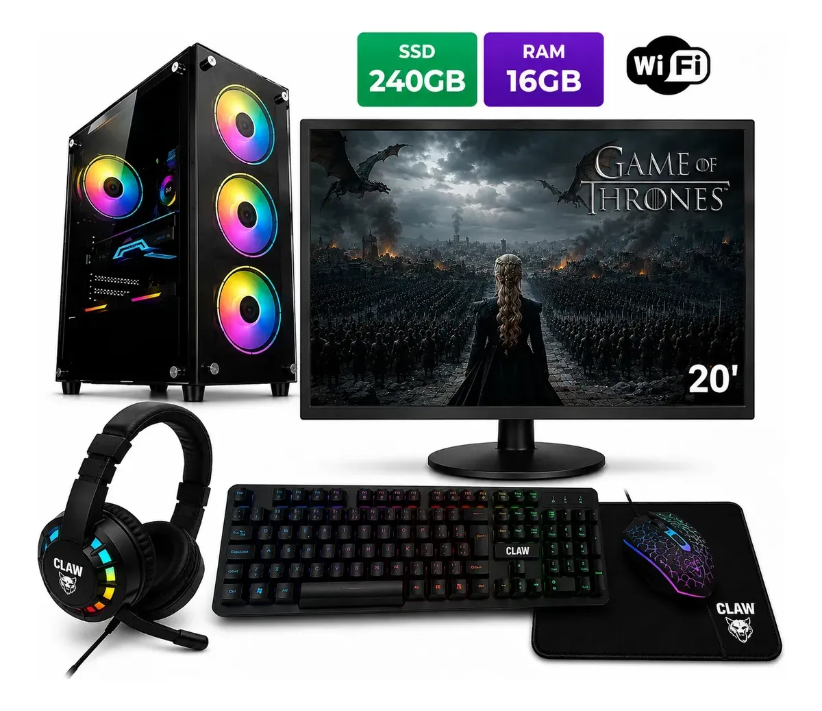 Pc Computador Gamer Wind 11 Intel I5 3a Ssd 240gb 16gb Wi-fi - R$ 1.434