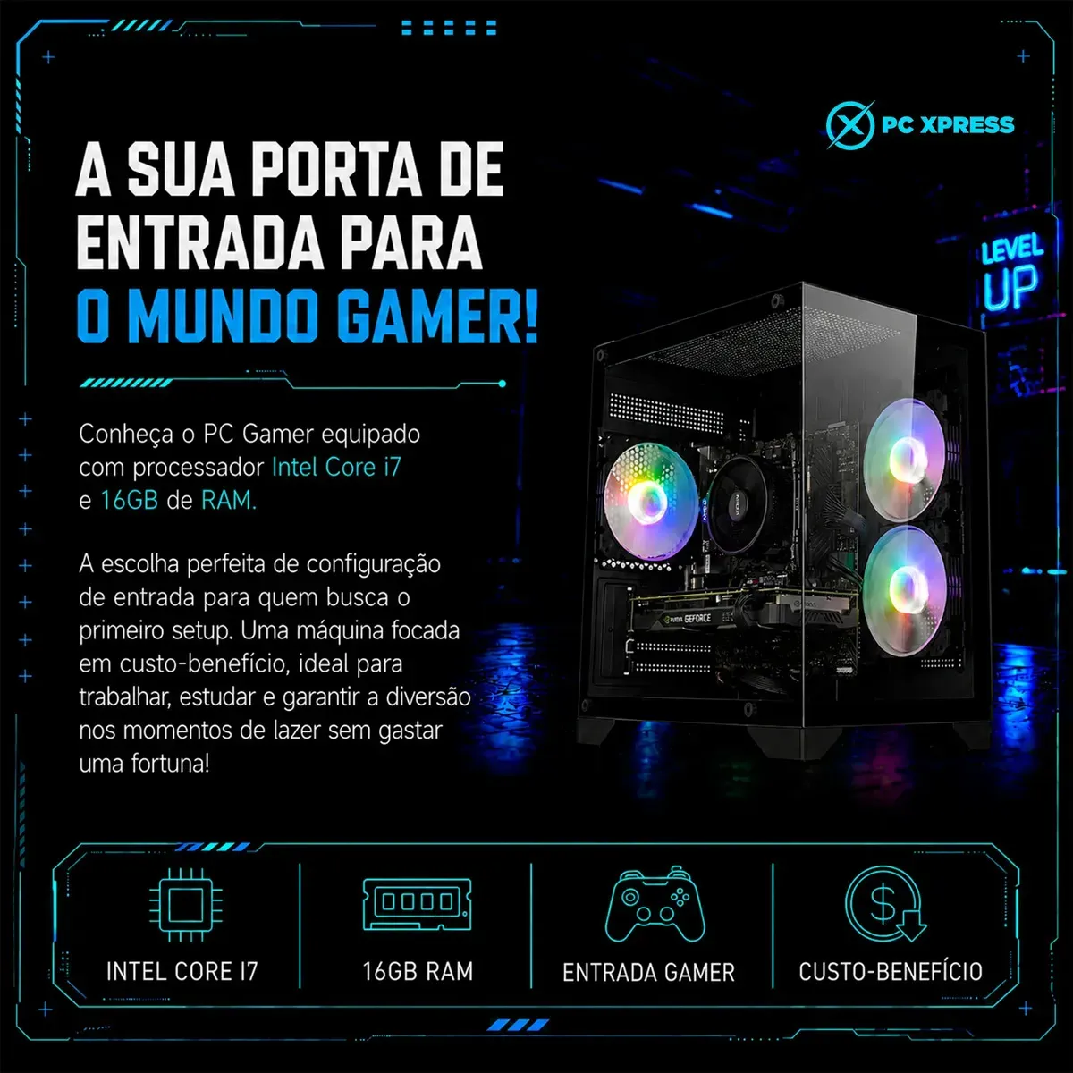PC CPU Work Intel I7 3770 3.4Ghz 16GB SSD 480GB GT730 4GB - R$ 1.559