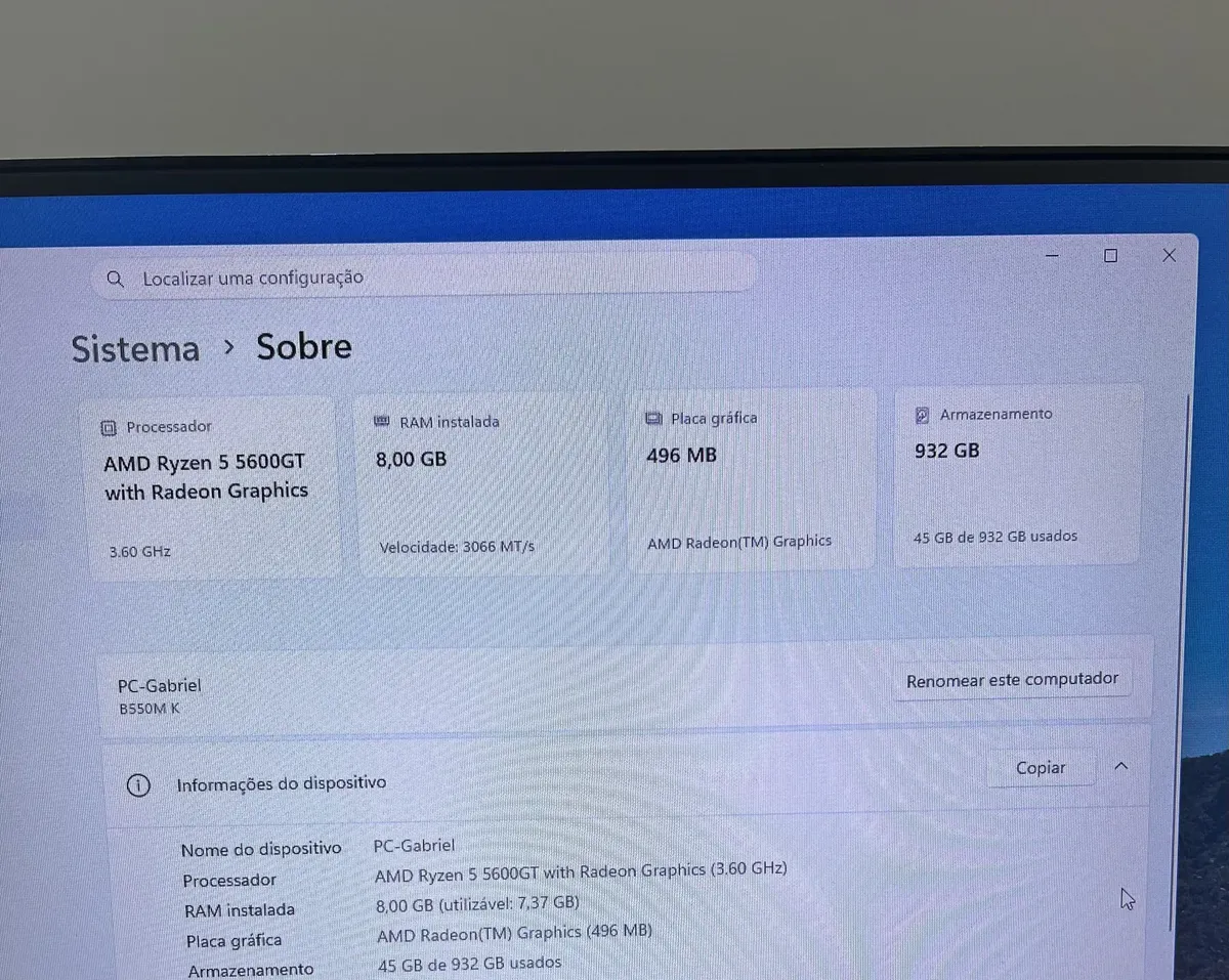 Pc Gamer Branco/ Processador Amd Ryzen 5 5600gt - R$ 3.300