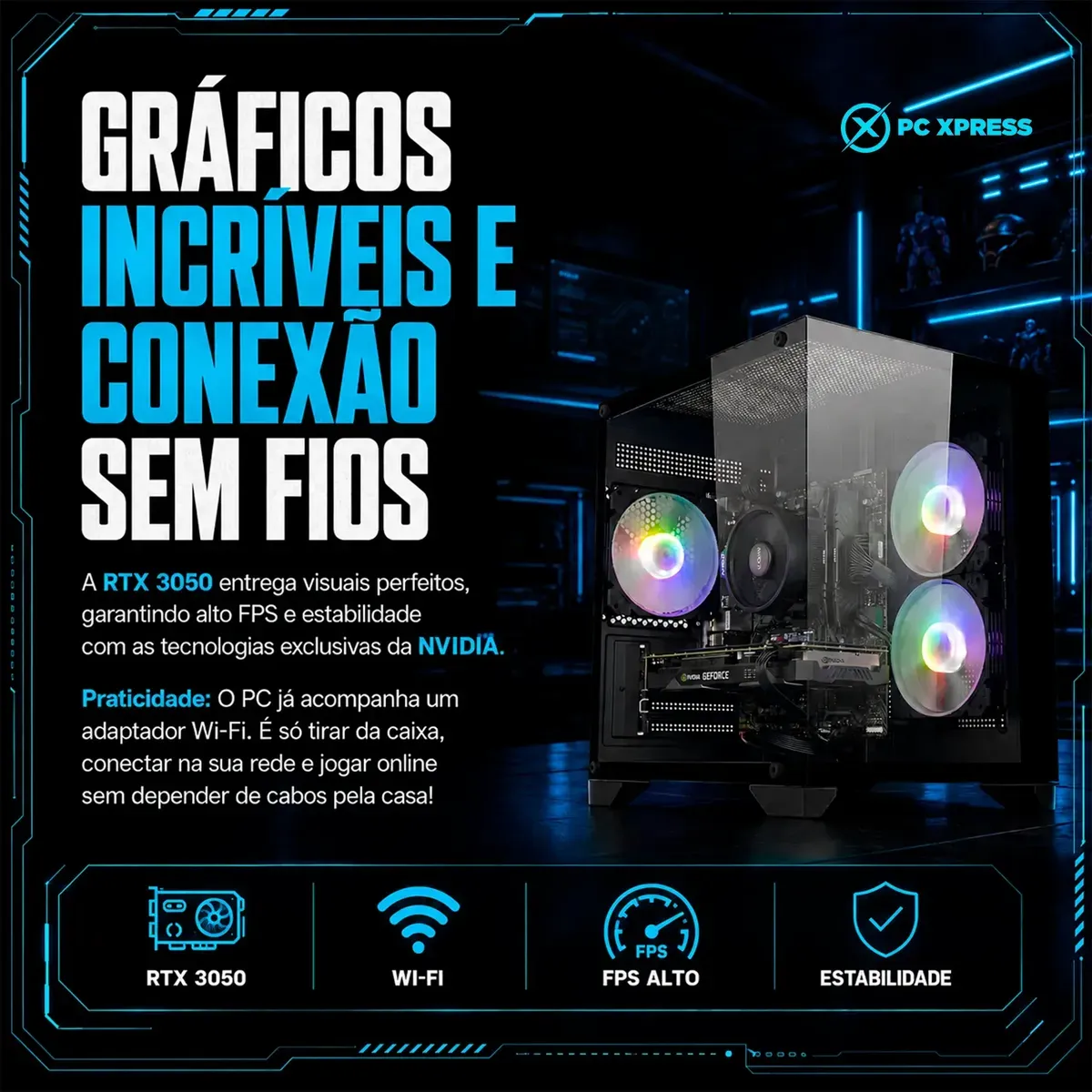 Pc Gamer Combat Rtx Ryzen 5 5500 Rtx 3050 16gb 1tb Wc 240mm - R$ 5.612,59