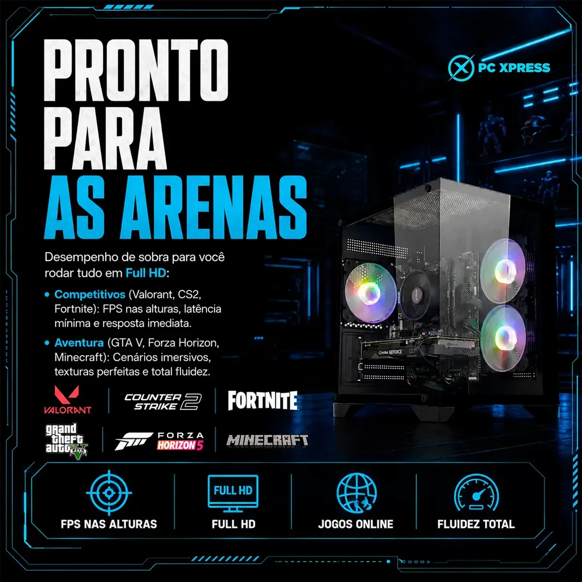 Pc Gamer Combat Rtx Ryzen 5 5500 Rtx 3050 16gb 1tb Wc 240mm - R$ 5.612,59