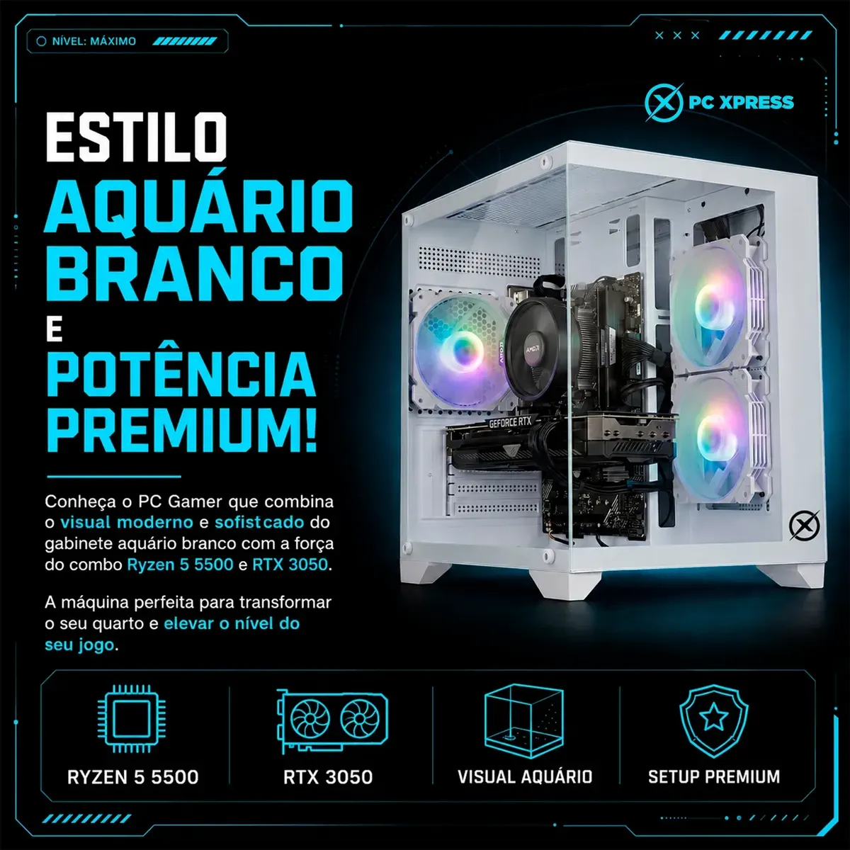 Pc Gamer Combat Rtx Ryzen 5 5500 Rtx 3050 16gb Nvme 512gb - R$ 4.269,39