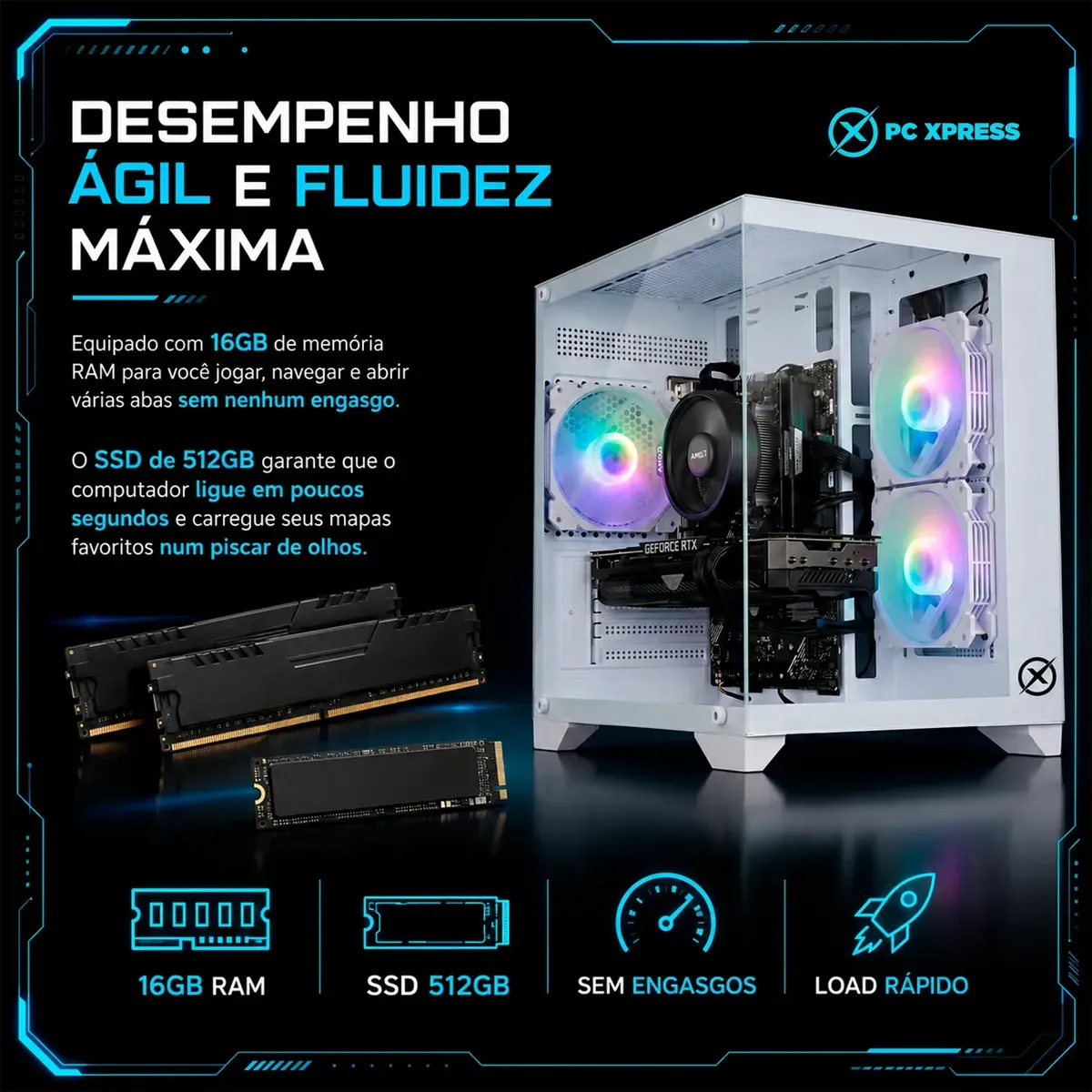 Pc Gamer Combat Rtx Ryzen 5 5500 Rtx 3050 16gb Nvme 512gb - R$ 4.269,39