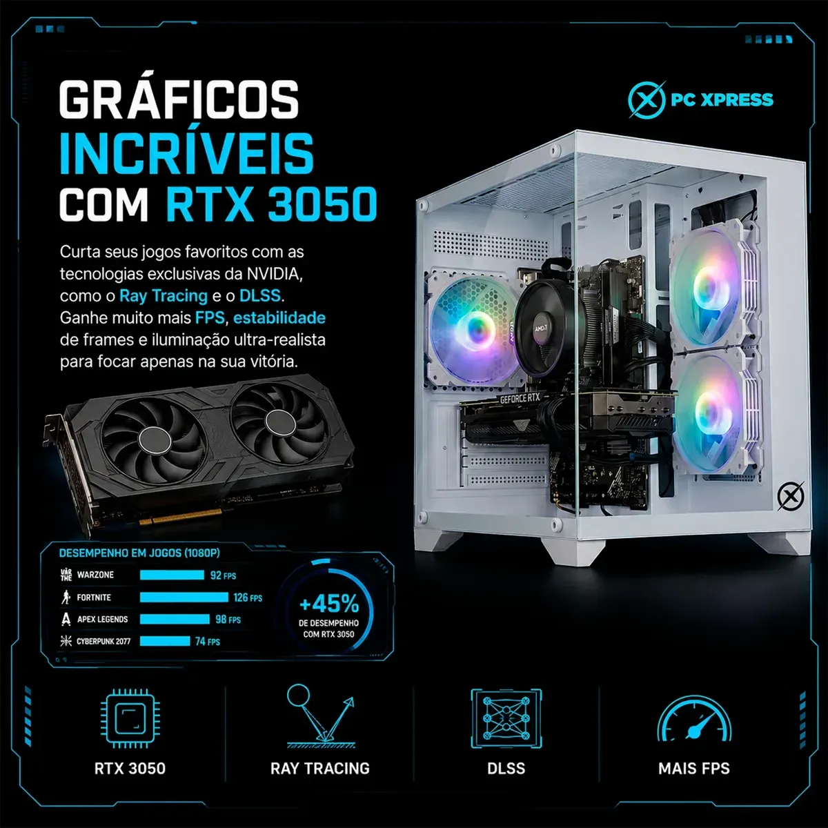 Pc Gamer Combat Rtx Ryzen 5 5500 Rtx 3050 16gb Nvme 512gb - R$ 4.269,39