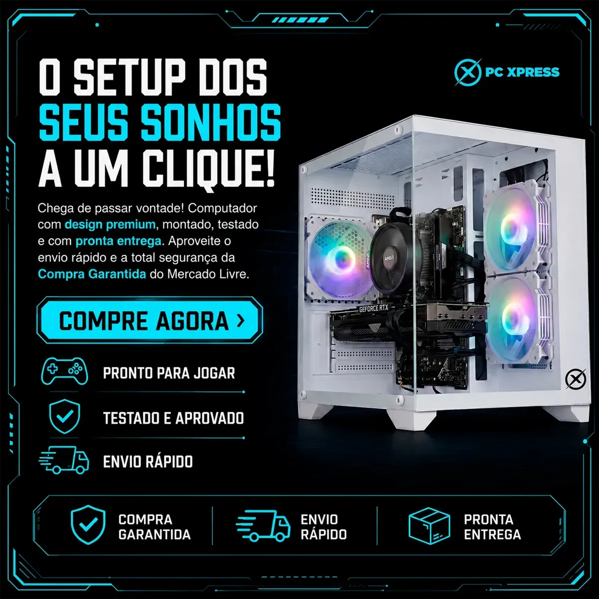 Pc Gamer Combat Rtx Ryzen 5 5500 Rtx 3050 16gb Nvme 512gb - R$ 4.269,39