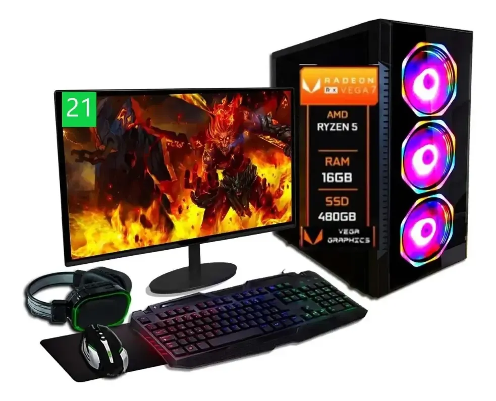 Pc Gamer Completo Amd Ryzen 5 5600g, 16gb Ddr4, Ssd 1tb Wifi - R$ 3.932,67