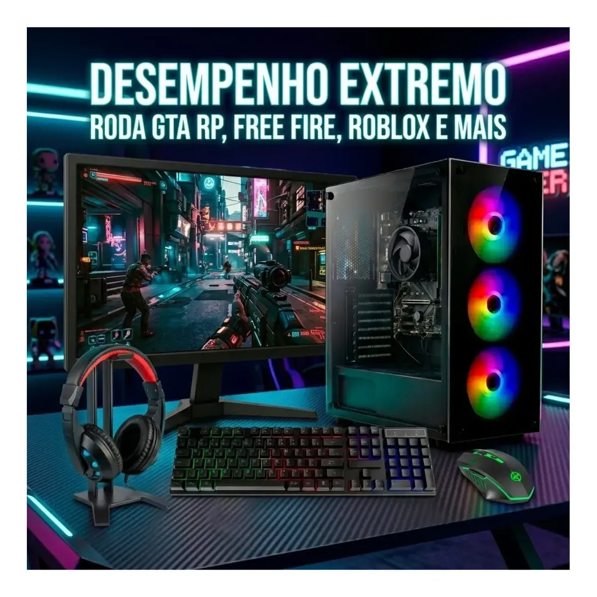 Pc Gamer Completo Amd Ryzen 5 5600gt 16gb 240gb Monitor 19 - R$ 3.912