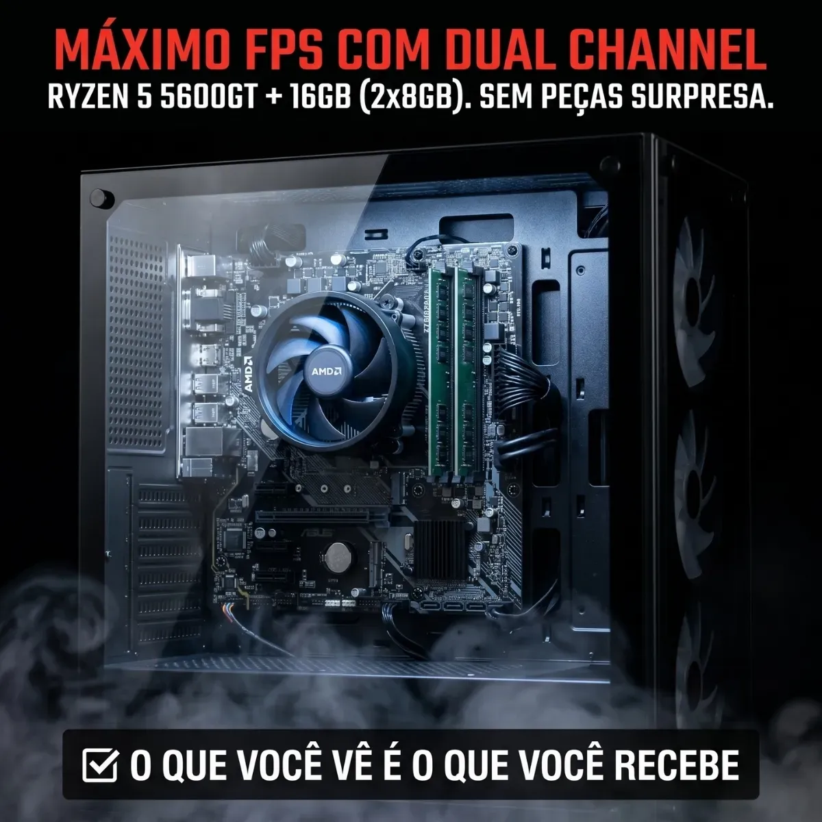 Pc Gamer Completo Amd Ryzen 5 5600gt 16gb 240gb Monitor 19 - R$ 3.912