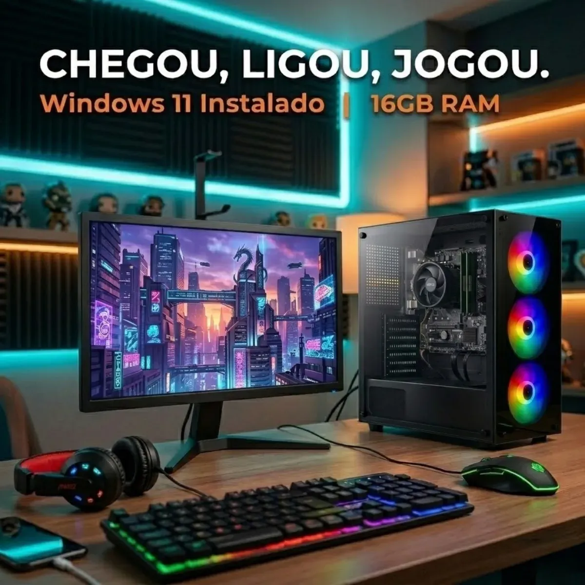 Pc Gamer Completo Amd Ryzen 5 5600gt 16gb 240gb Monitor 19 - R$ 3.912