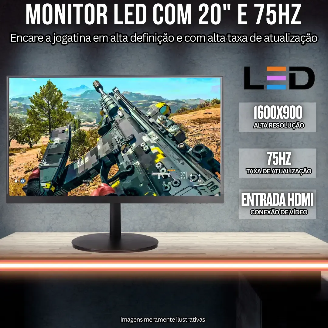 PC Gamer Completo AMD Ryzen 5 5600GT, Placa mãe A520, Gráficos Radeon VEGA 7, 16GB DDR4 3200Mhz, SSD 480GB, Monitor 20" 75Hz, Fonte 500W Bivolt, Preto, com iluminação RGB, BluePC - Pulse PGF-0100PU - R$ 3.449,4