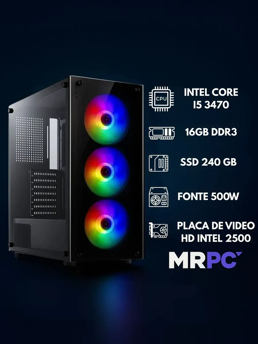 Pc Gamer Computador Cpu Intel I5 Ssd 240gb Memoria 16gb 500w - R$ 1.287,15