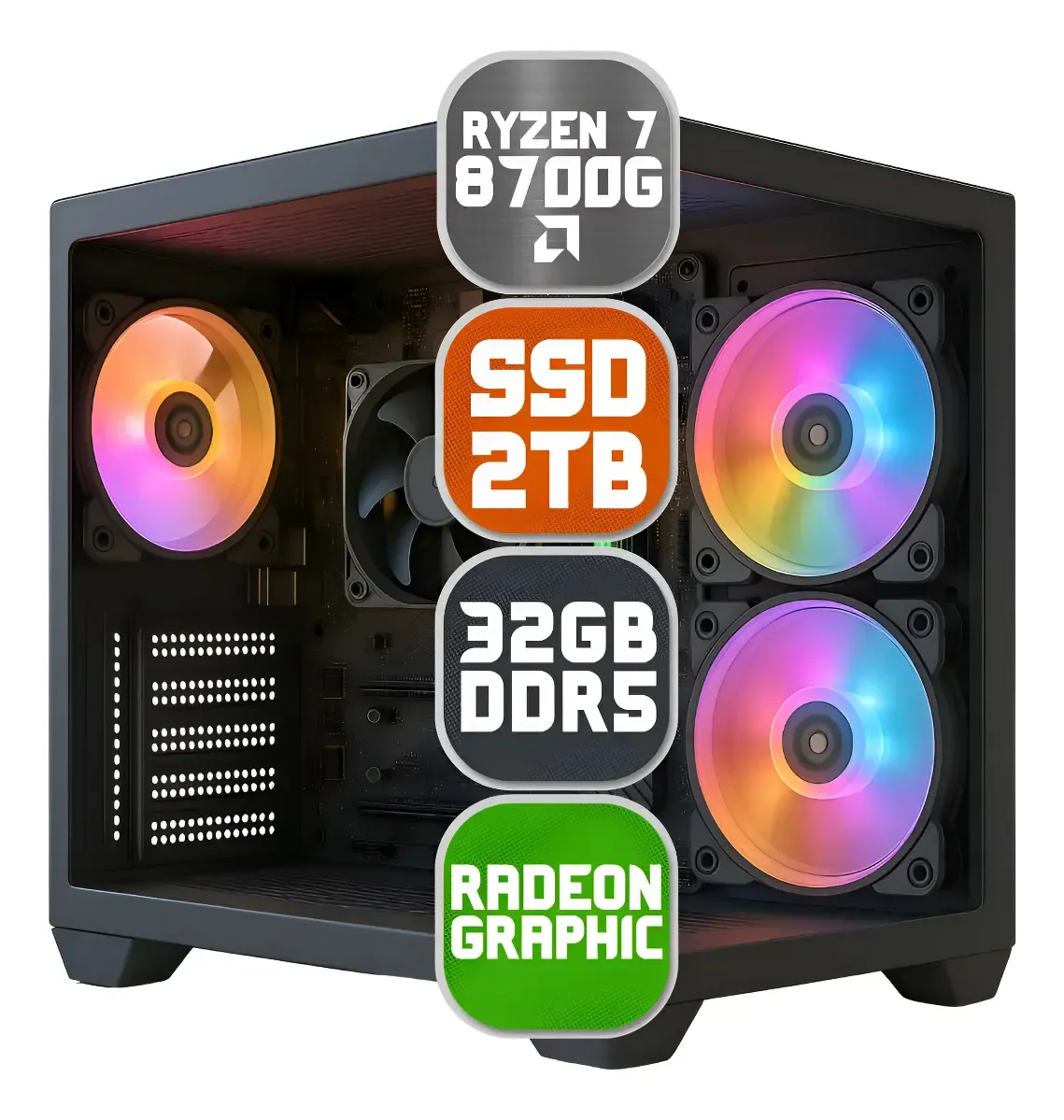 Pc Gamer Cpu Amd Ryzen 7 8700g, 32gb Ddr5, Ssd M2 2tb, B650m - R$ 8.499,9