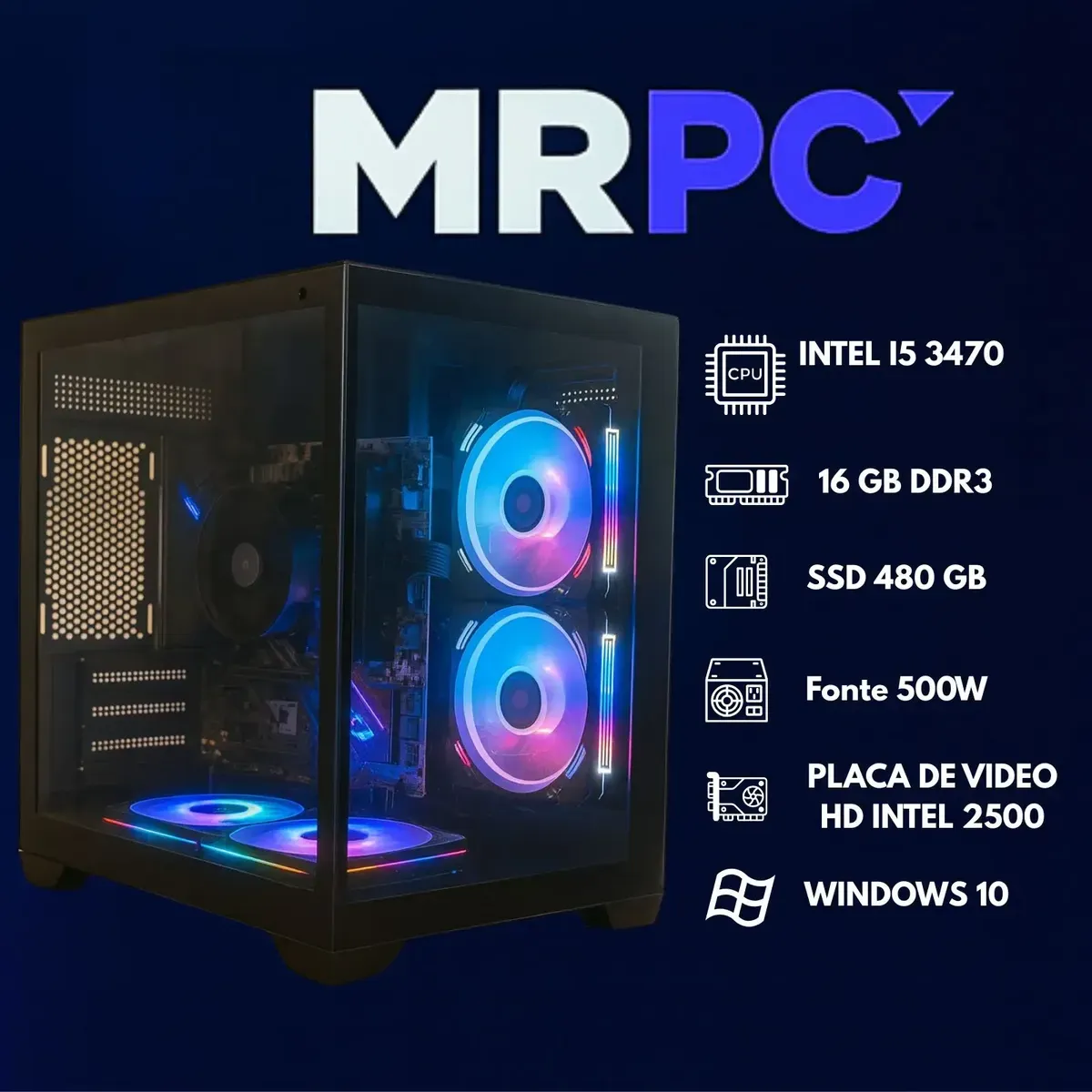 Pc Gamer Cpu Intel I5 3.2ghz Ssd 480gb Memoria Ram 16gb 500w - R$ 1.404,05