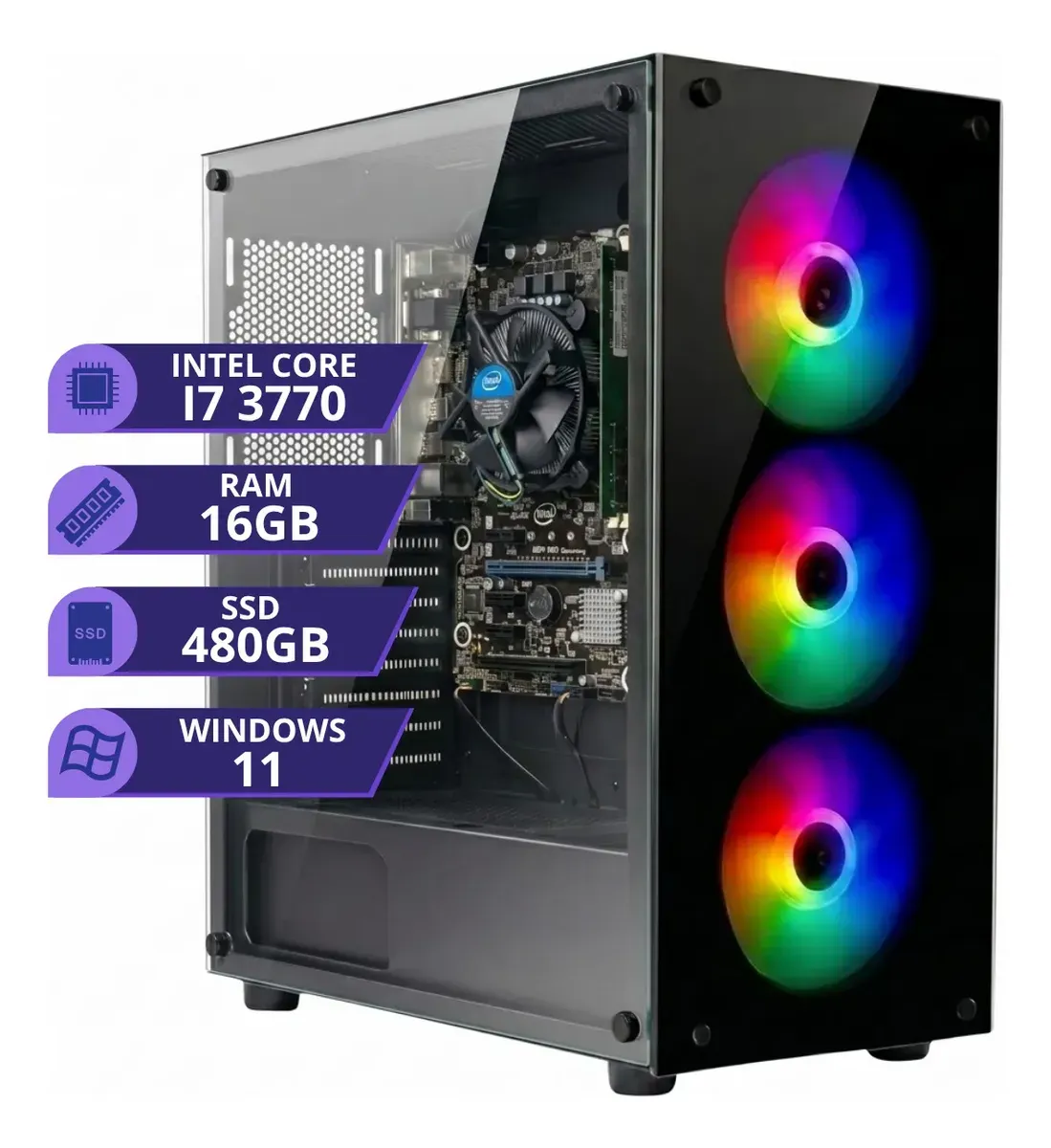 Pc Gamer Cpu Intel I7 3.4ghz Ssd 480gb Memoria Ram 16gb 500w - R$ 1.503,69