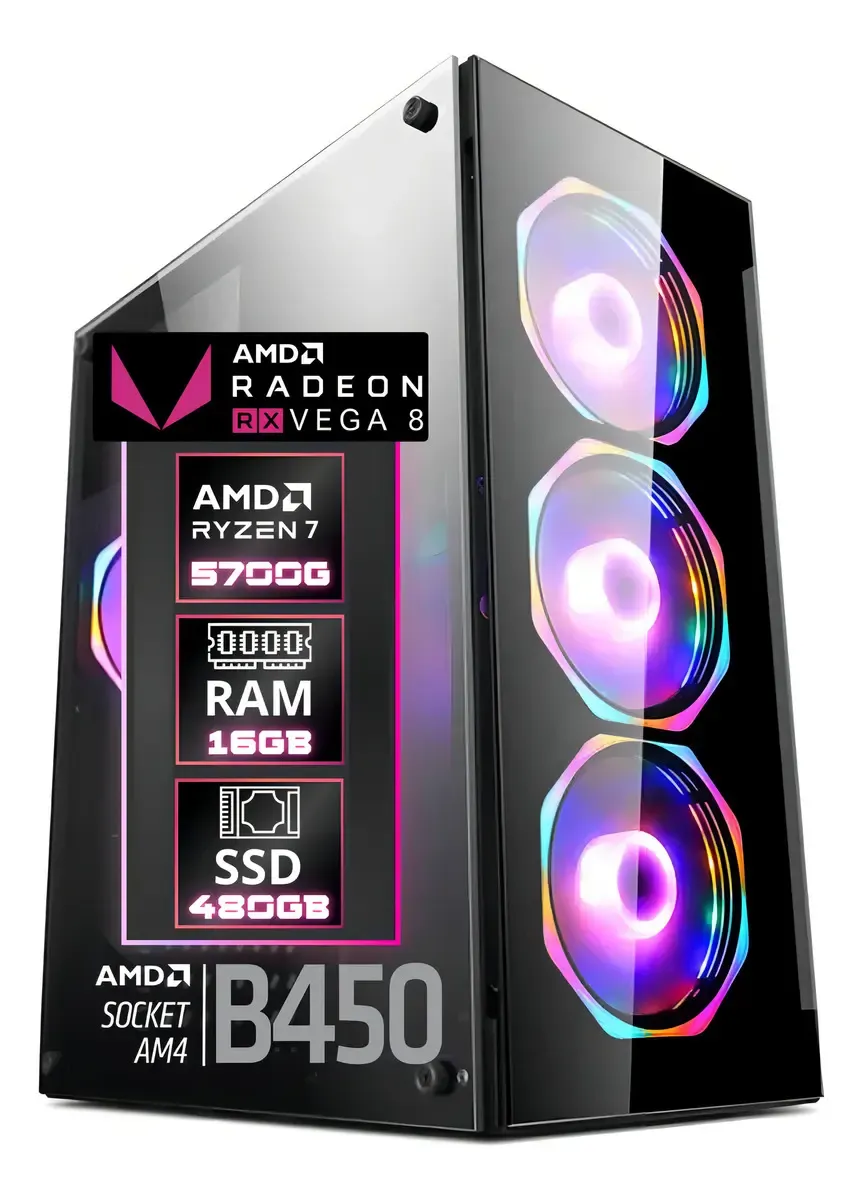 Pc Gamer Fácil Pulse Amd Ryzen 7 5700g Radeon Vega 8 Ssd 480gb 16gb Ddr4 Fonte 500w - Pgf-0150pu - R$ 3.578