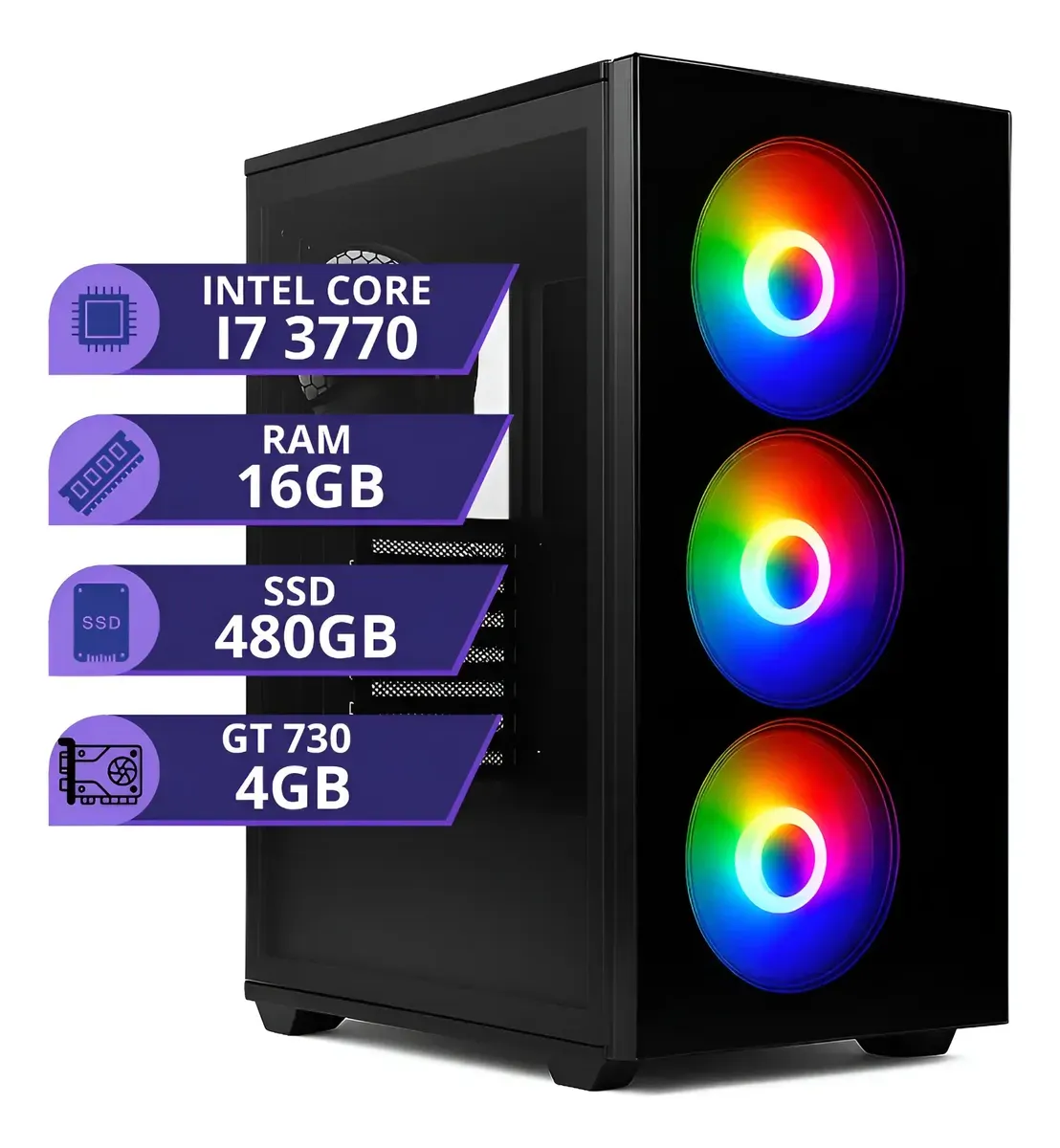 Pc Gamer Intel I7 3.4ghz Ssd 480gb 16gb Placa Video 4gb 500w - R$ 1.891