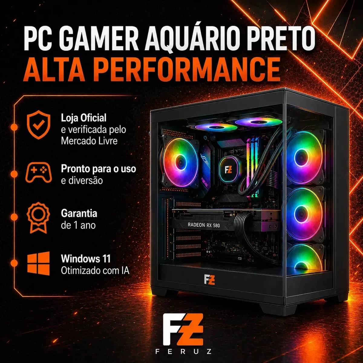 Pc Gamer Montado Cpu Intel Placa Video Rx 580 8gb Gddr5 - R$ 3.842