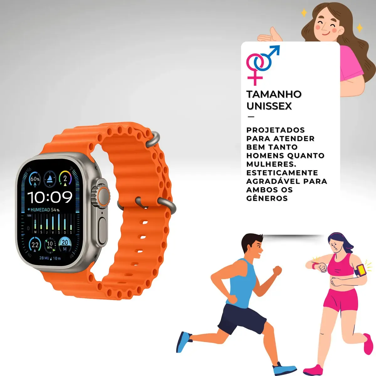 Relogio Smartwatch 10 Ultra Plus Preto Tela AMOLED Monitor Saúde GPS Bluetooth