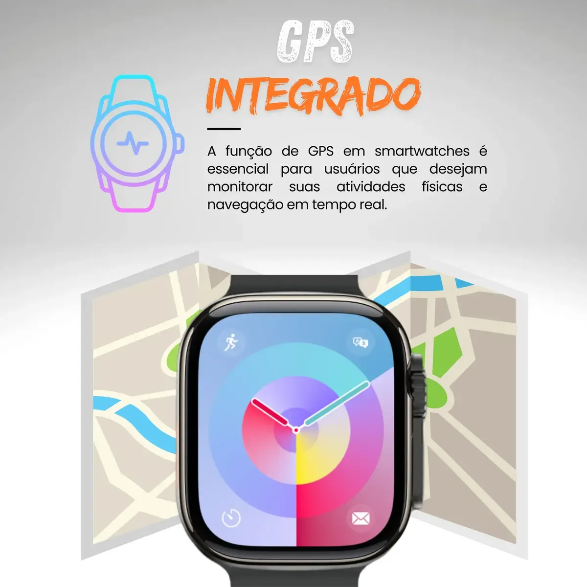 Relogio Smartwatch 10 Ultra Plus Preto Tela AMOLED Monitor Saúde GPS Bluetooth