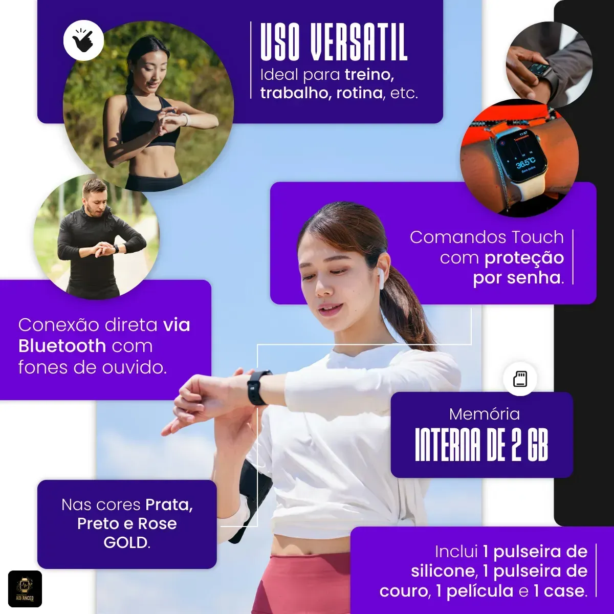 Relógio Smartwatch Microwear W11 Mini Série 11 Chatgpt 42mm Lançamento 2026 Dourado Rose SMARTWATCH ADVANCED PRO