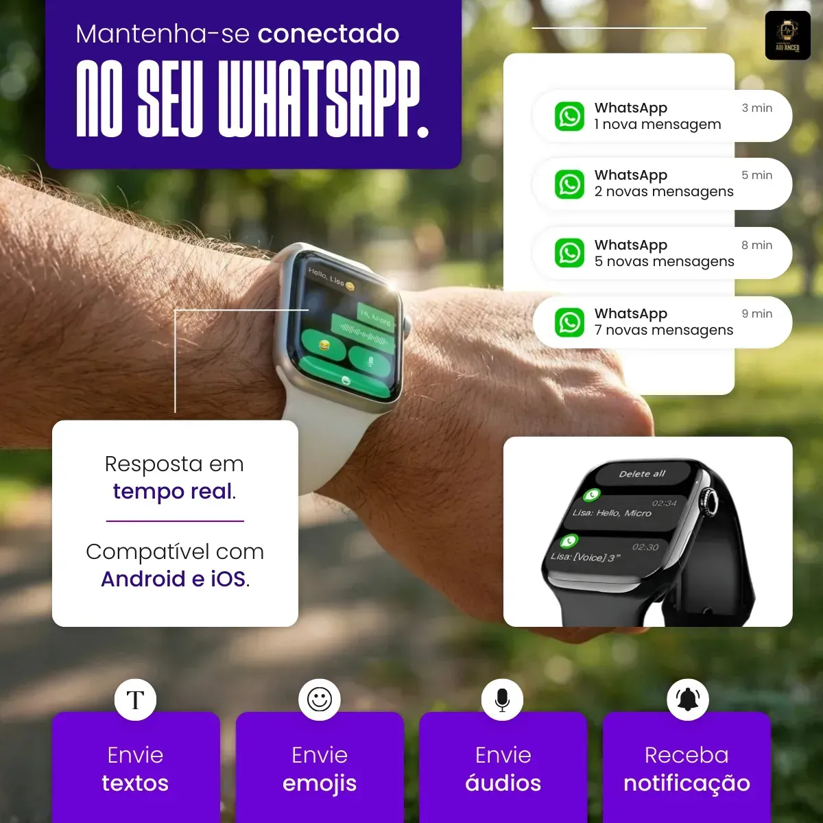 Relógio Smartwatch Microwear W11 Mini Série 11 Chatgpt 42mm Lançamento 2026 Dourado Rose SMARTWATCH ADVANCED PRO